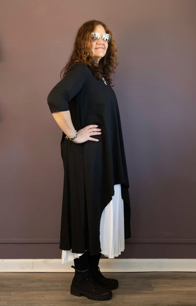 Black Hi-Lo Tunic Dress