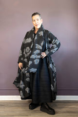 Black and Grey Jacquard Long Jacket