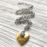 Large Hammered Heart Necklace