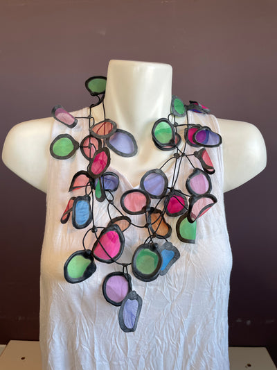 Transparent Fabric and Rubber Necklace