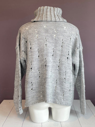 Distressed Cowl Neck Sweater