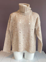 Distressed Cowl Neck Sweater